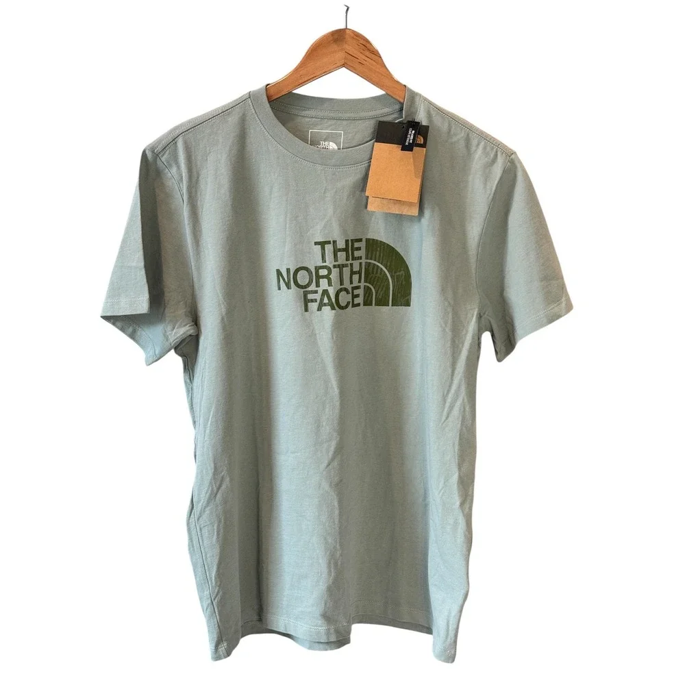 The North Face Womens Half Dome Logo T-Shirt Sage Green Cotton Tee Size M NEW - Picture 1 of 7